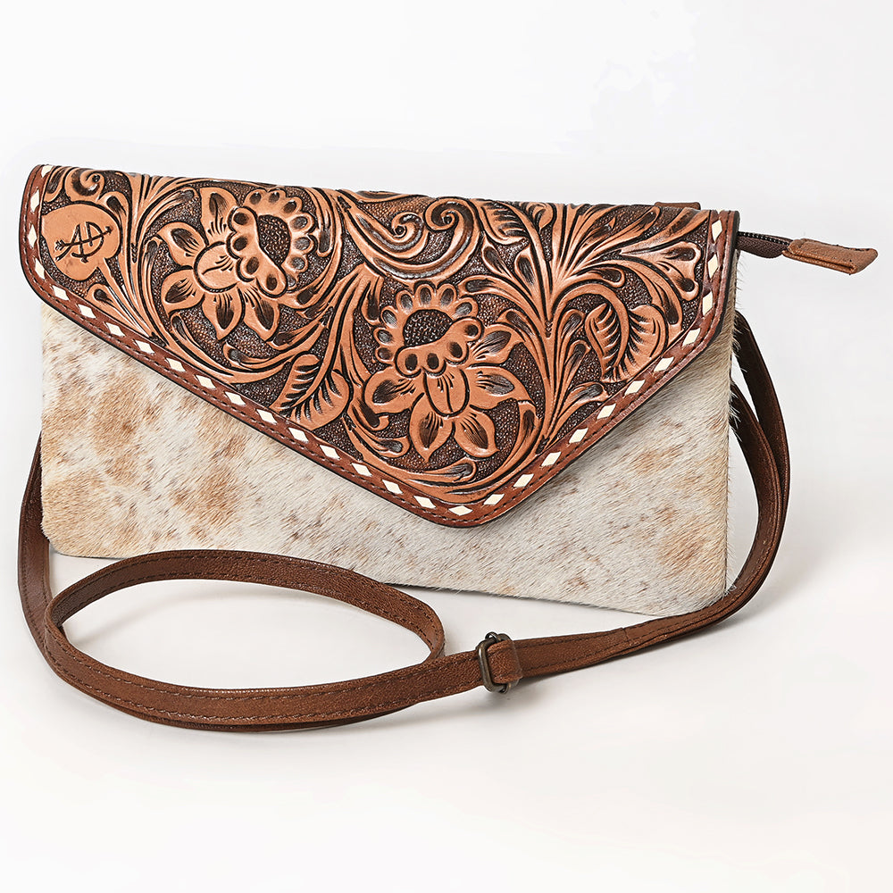 American Darling Hand-Tooled Hair-On Genuine Leather Envelope Bag