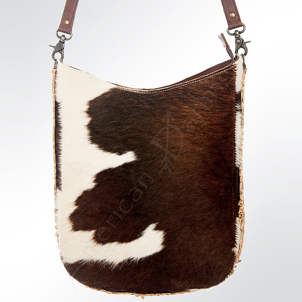 American Darling Hand-Tooled Hair-On Genuine Leather Crossbody Bag