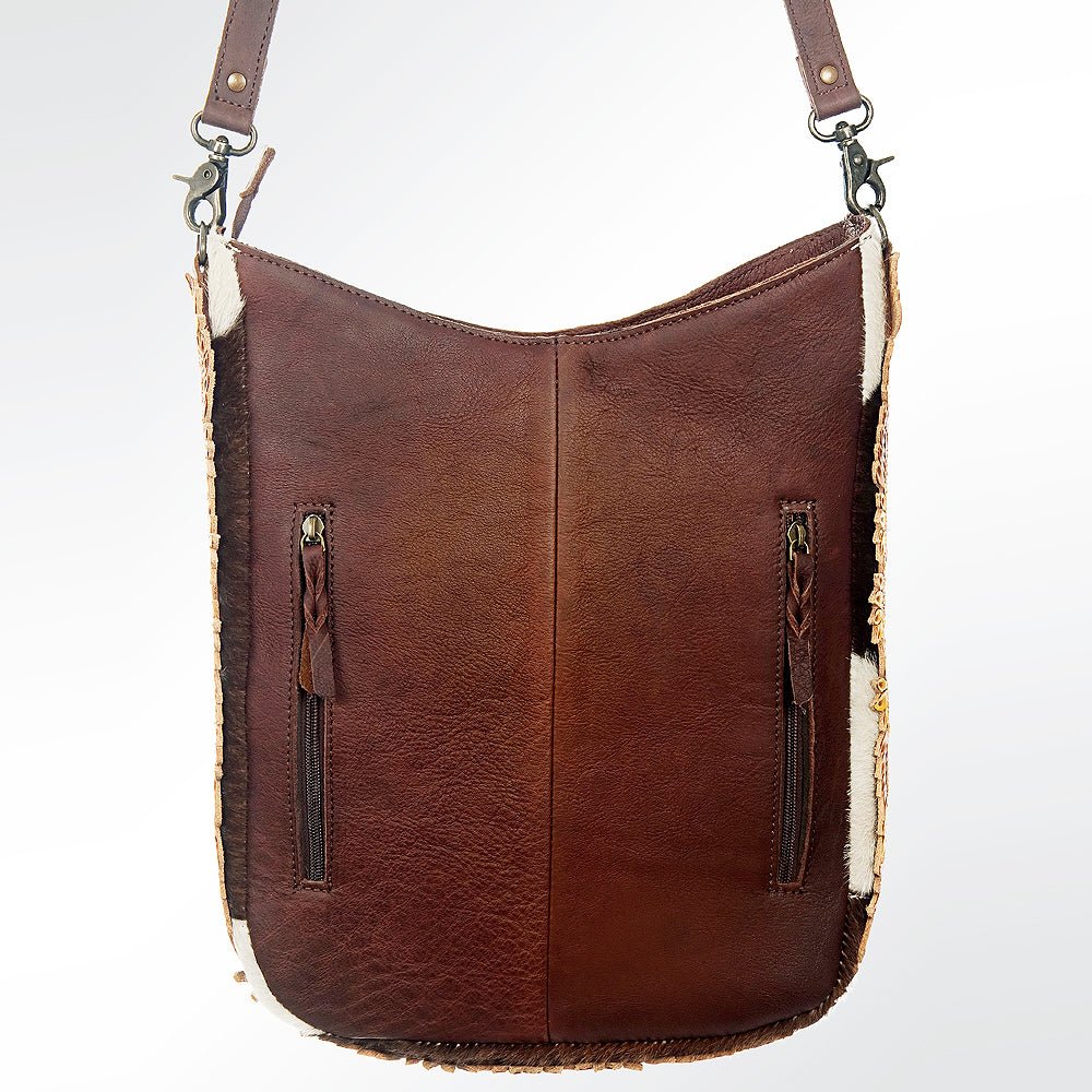 American Darling Hand-Tooled Hair-On Genuine Leather Crossbody Bag