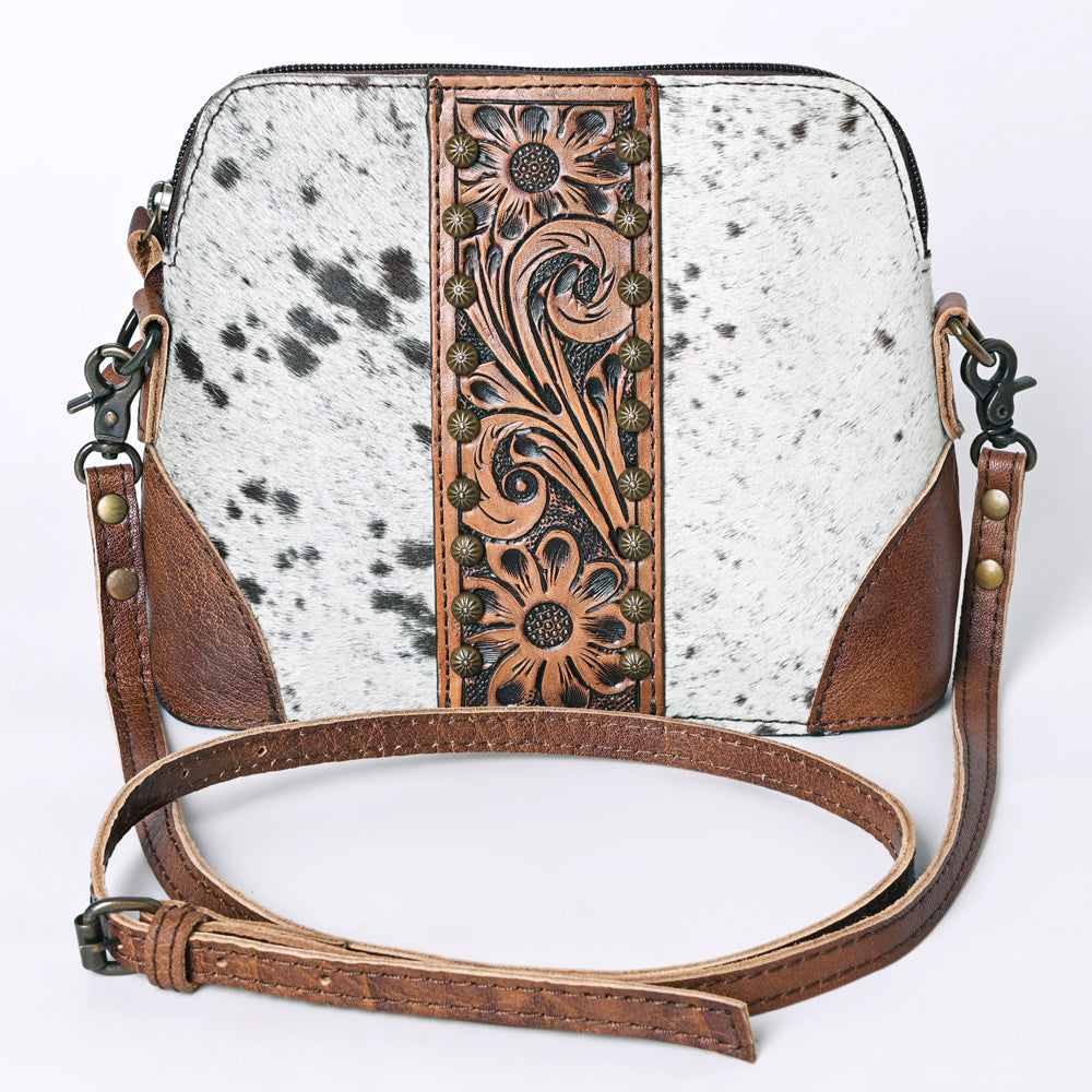 American Darling Hand-Tooled Hair-On Leather Crossbody Bag