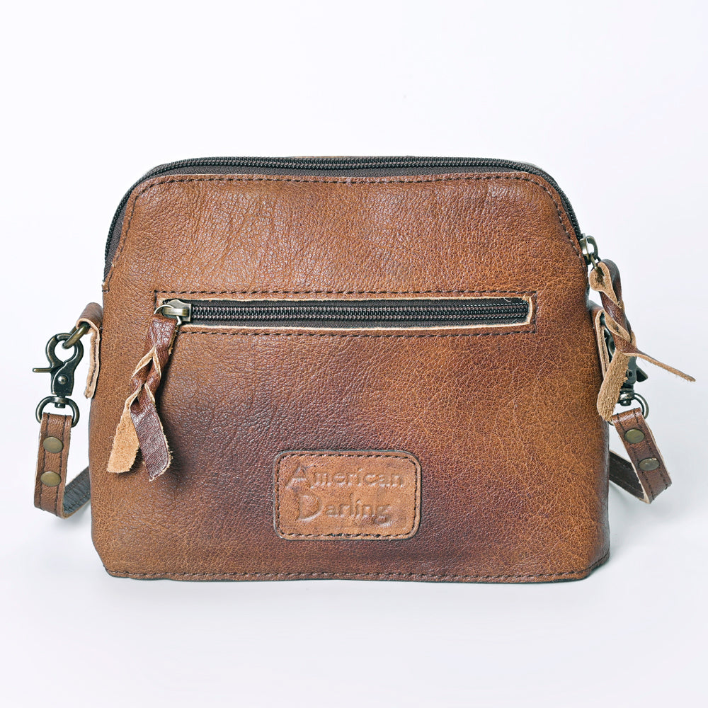 American Darling Hand-Tooled Hair-On Leather Crossbody Bag