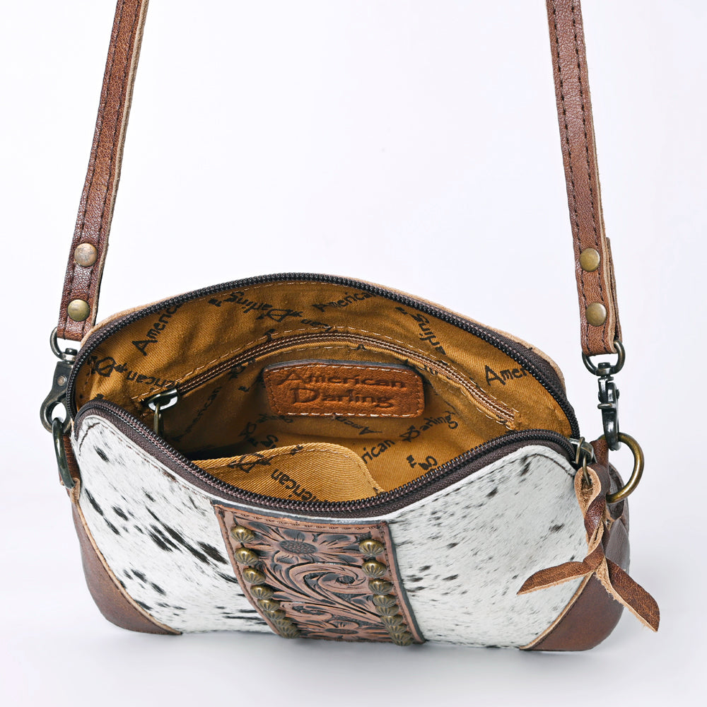 American Darling Hand-Tooled Hair-On Leather Crossbody Bag