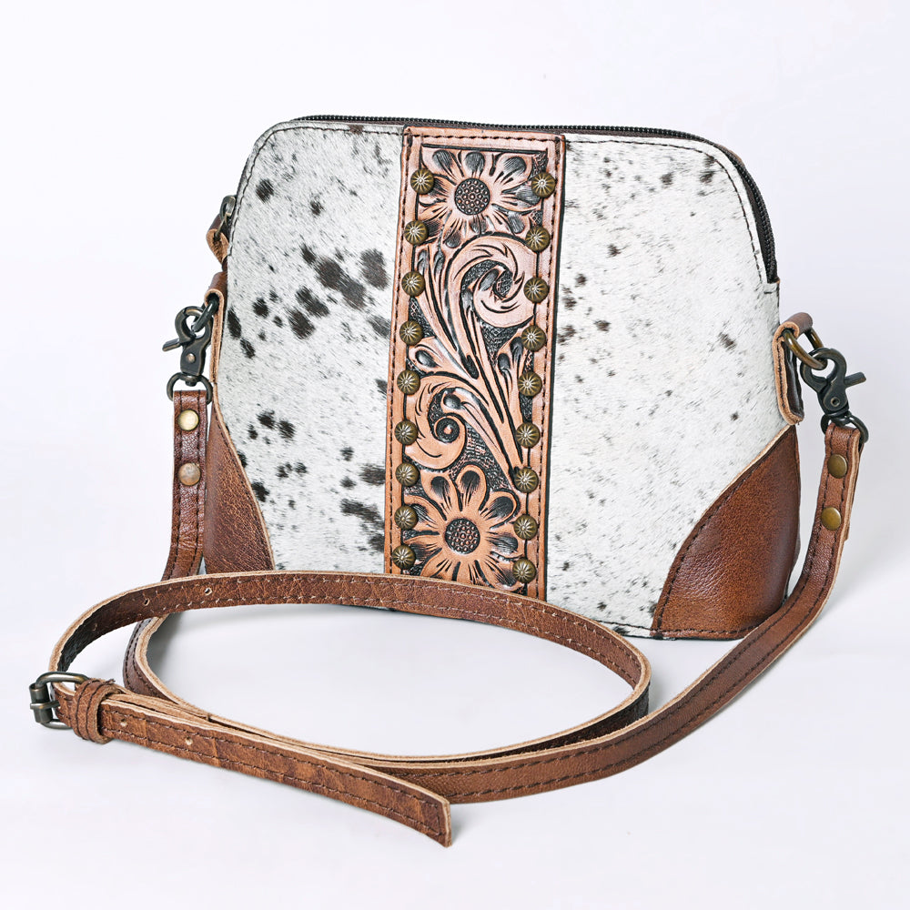 American Darling Hand-Tooled Hair-On Leather Crossbody Bag