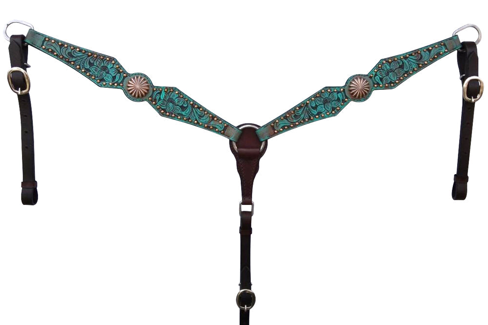 Bar H Equine American Leather Horse Saddle Tack One Ear Headstall Breast Collar Browband Wither Strap Set Spotted Pinwheel