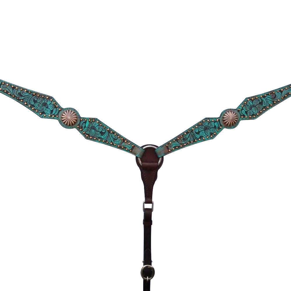 Bar H Equine American Leather Horse Saddle Tack One Ear Headstall | Breast Collar | Browband Headstall | Wither Strap | Tack Set for Horses Spotted Pinwheel Collection
