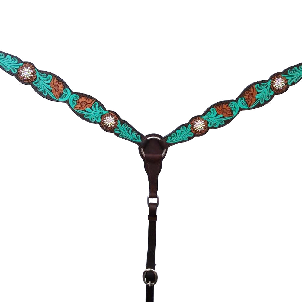 Bar H Equine American Leather Horse Saddle Tack One Ear Headstall Breast Collar Browband Wither Strap Set Jora Autumn