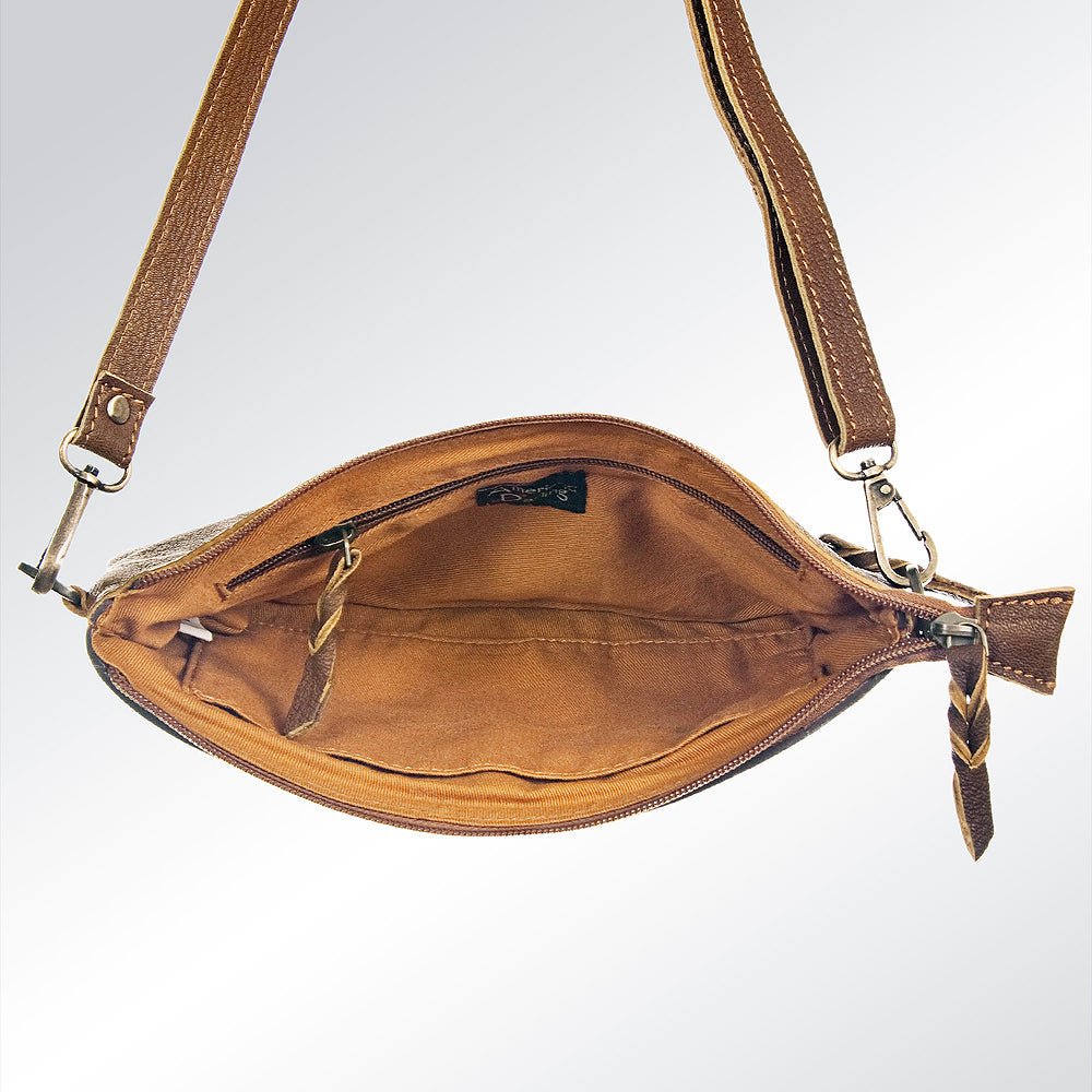 American Darling Small Crossbody Hand Tooled Hair-On Genuine Leather