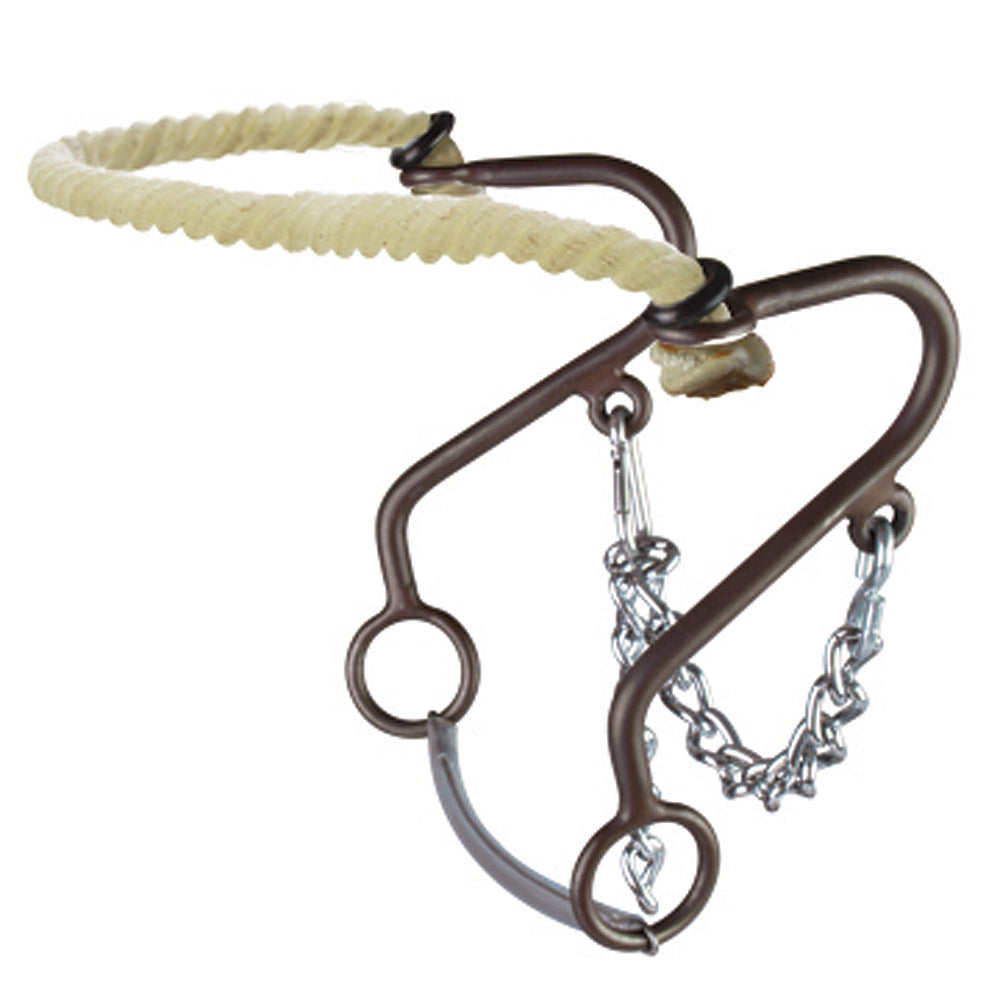 Hilason 6 In Short S Rope Nose Hackamore Western Bitless Horse Bit Brown