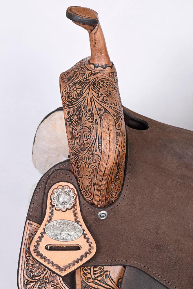 Western Horse Saddle Hilason Flex Tree American Leather Trail Barrel
