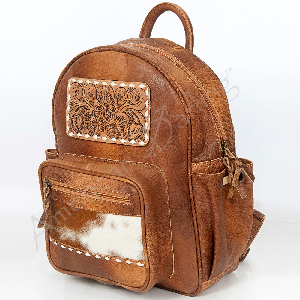 American Darling Hand-Tooled Hair-On Leather Backpack