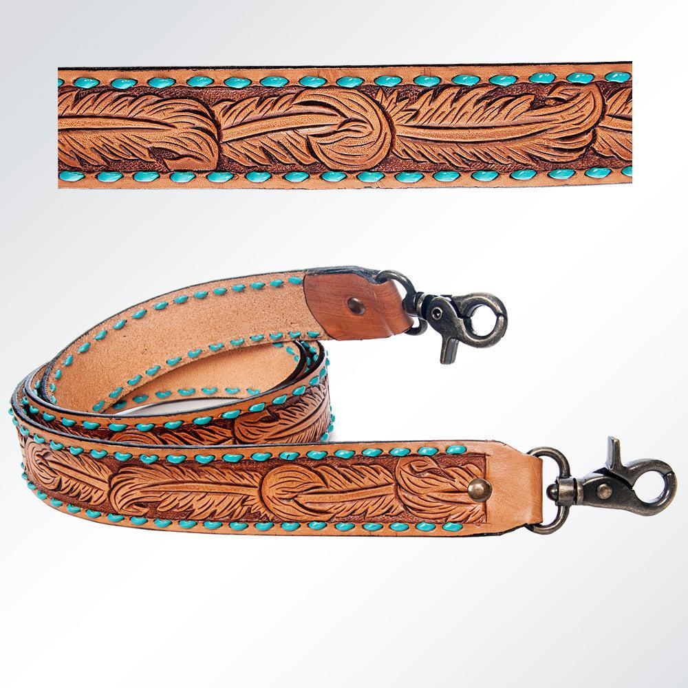American Darling ADSTF156 Hand Tooled Genuine Leather Crossbody Handle Strap For Bags
