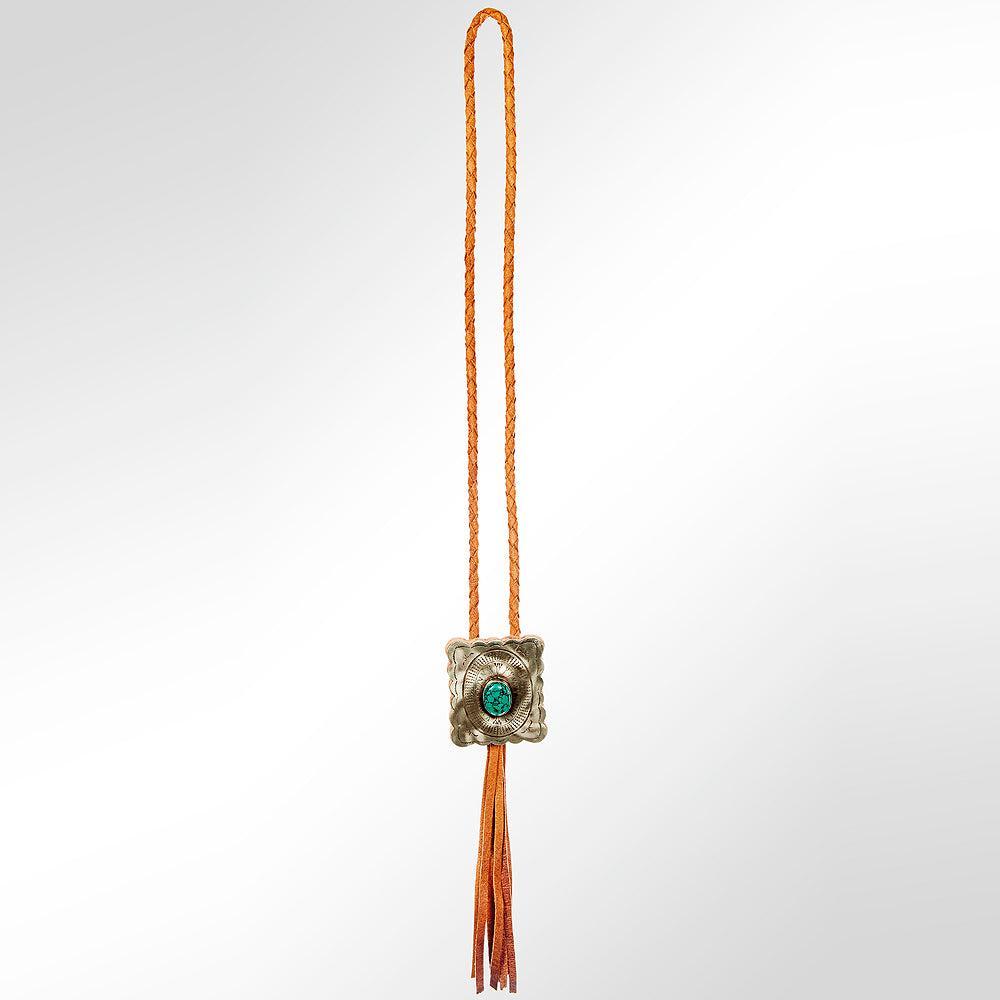 American Darling ADJW101A Braided Genuine Leather Jewelry Necklace with Concho