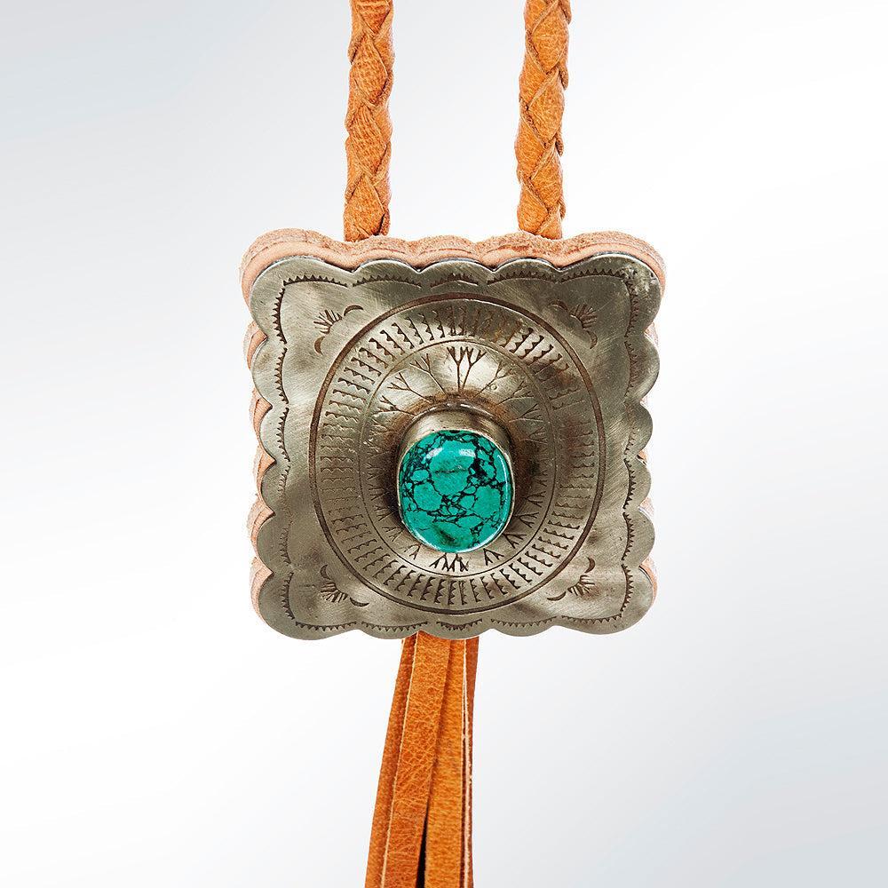 American Darling ADJW101A Braided Genuine Leather Jewelry Necklace with Concho