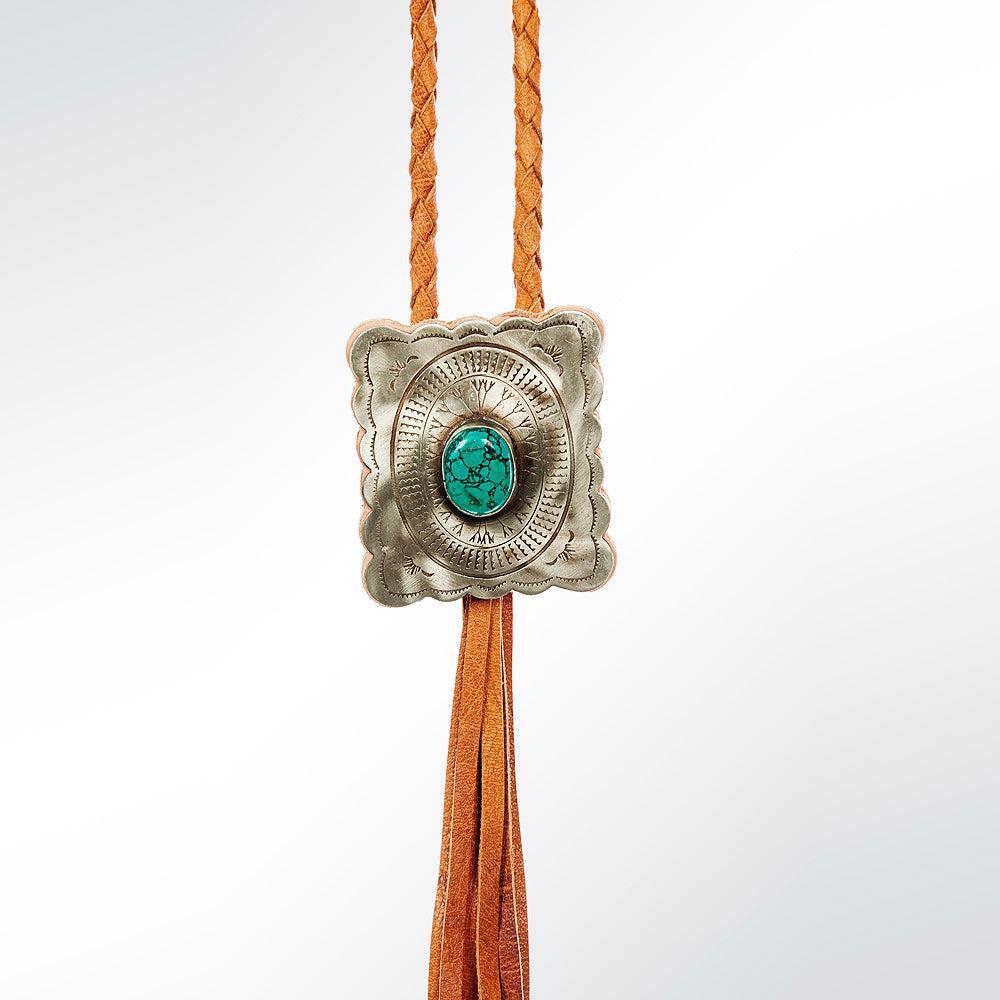 American Darling ADJW101A Braided Genuine Leather Jewelry Necklace with Concho