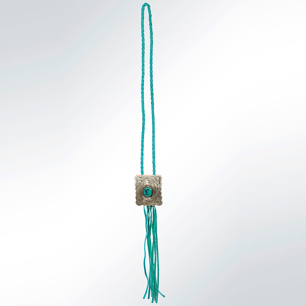 American Darling ADJW101D Braided Genuine Leather Jewelry Necklace with Concho