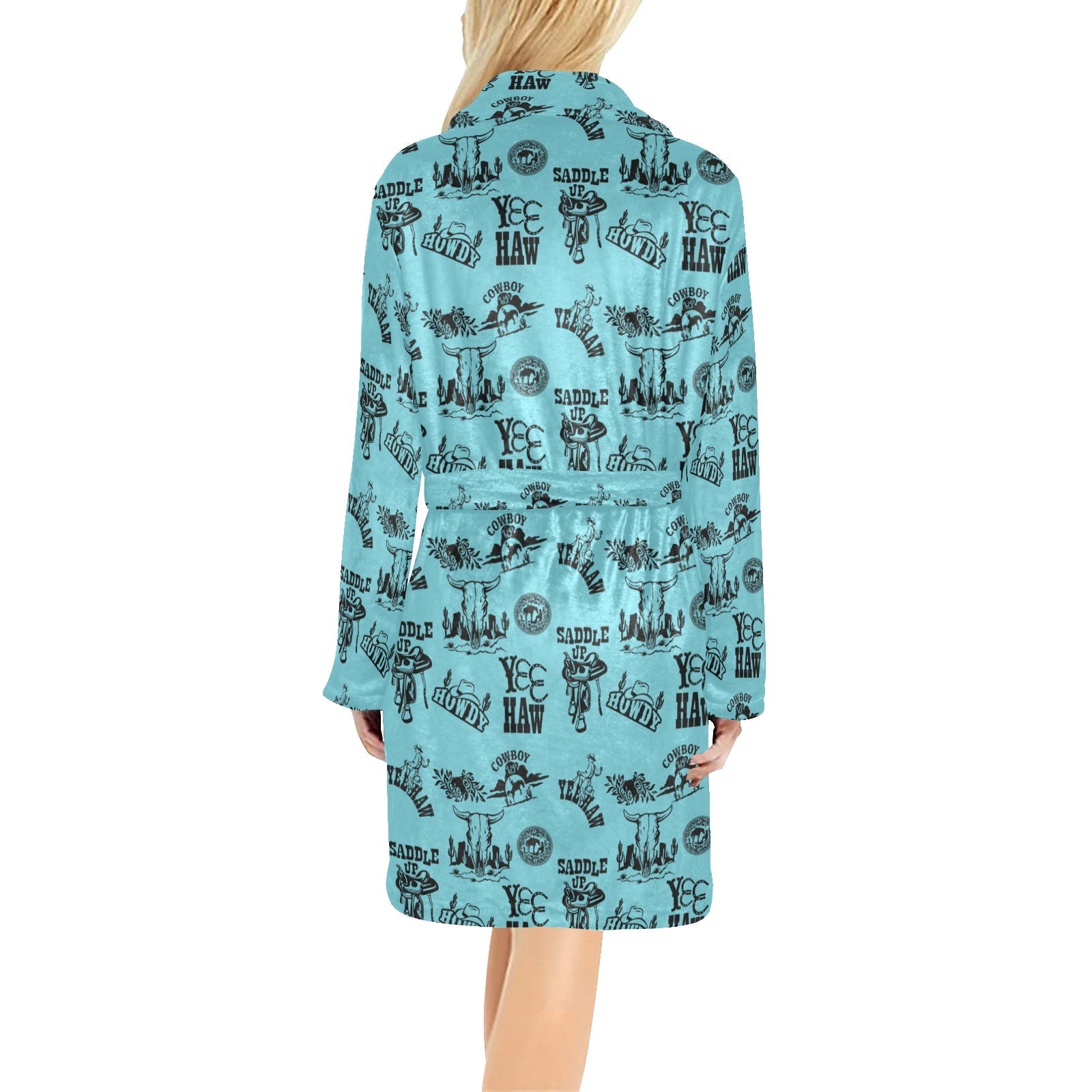 Baha Ranch Blue Cowboy Print Western Bath Robe by Baha Ranch Western Wear - product image 2