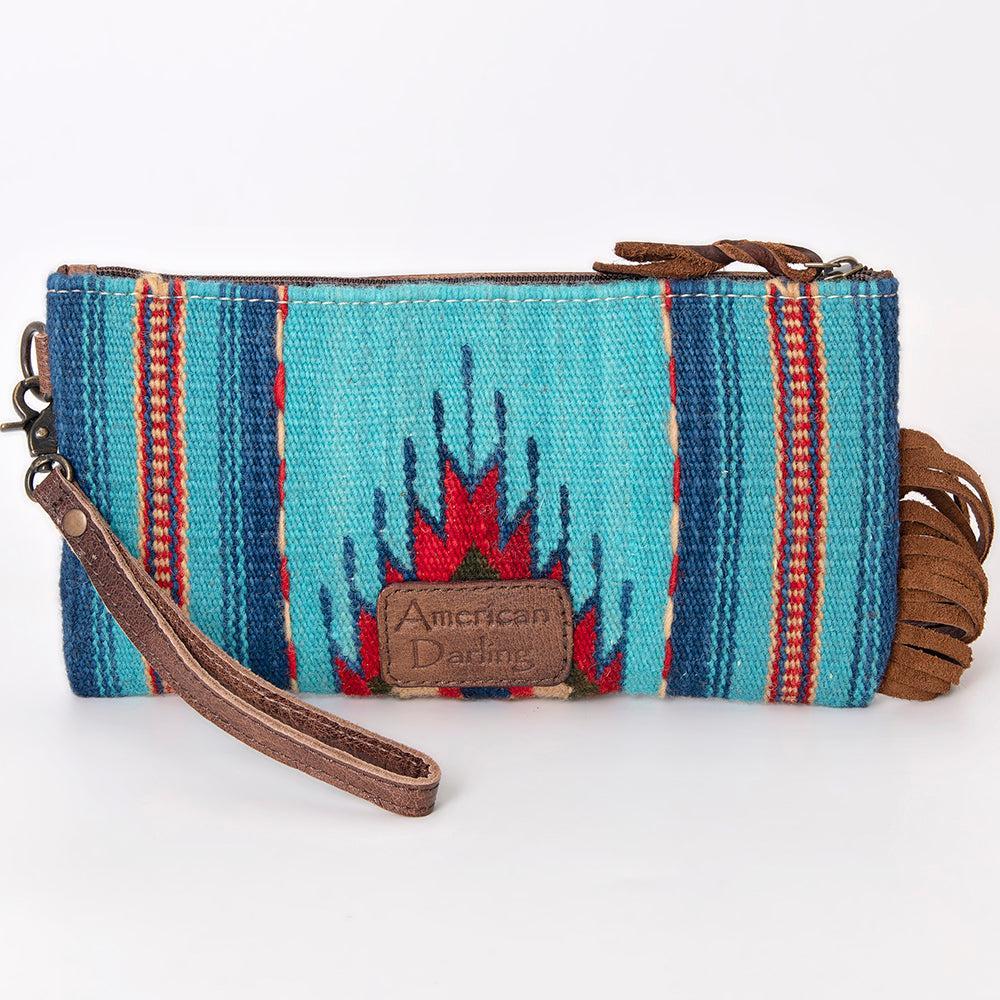 American Darling Hand-Tooled Saddle Blanket Leather Wristlet