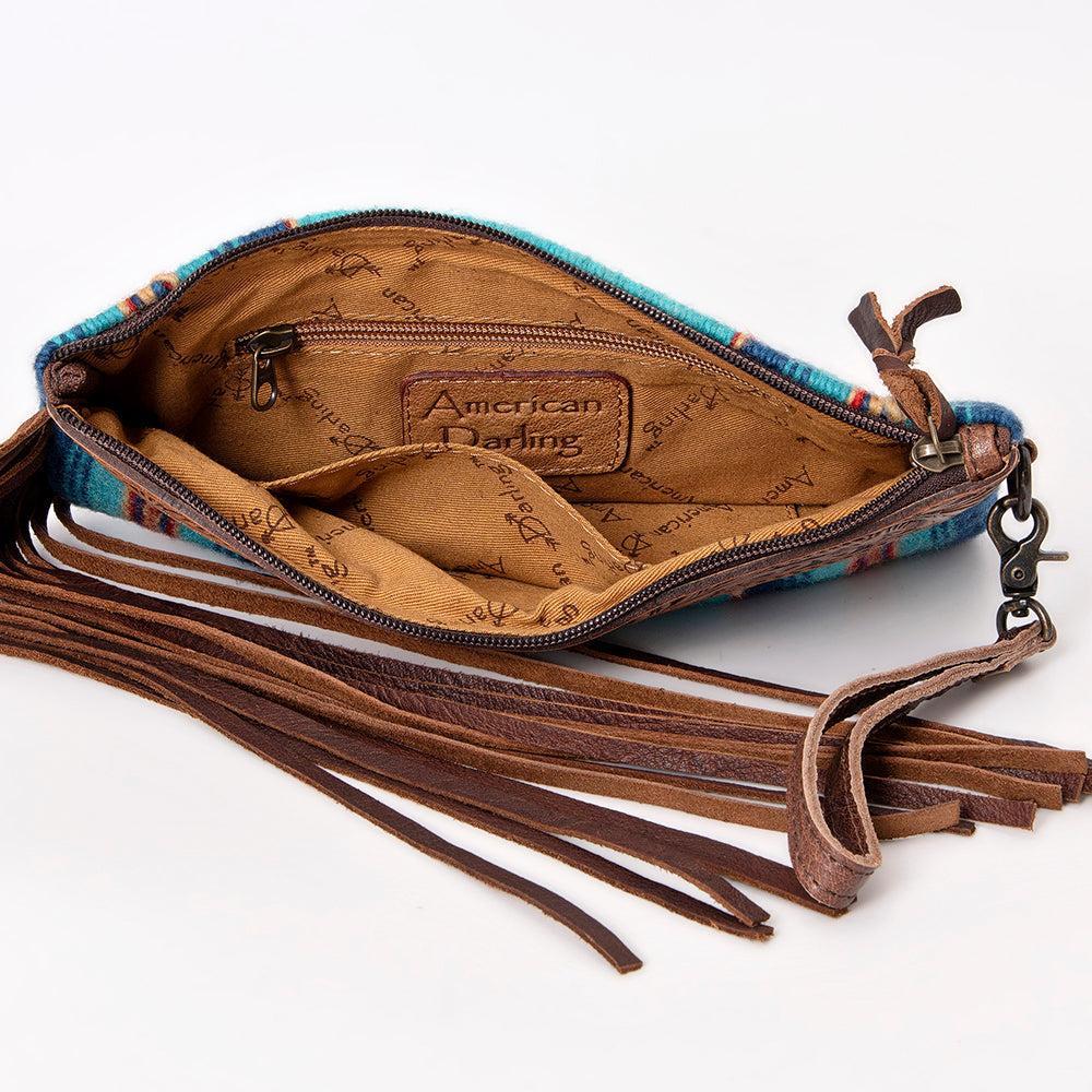 American Darling Hand-Tooled Saddle Blanket Leather Wristlet