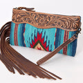 American Darling Hand-Tooled Saddle Blanket Leather Wristlet