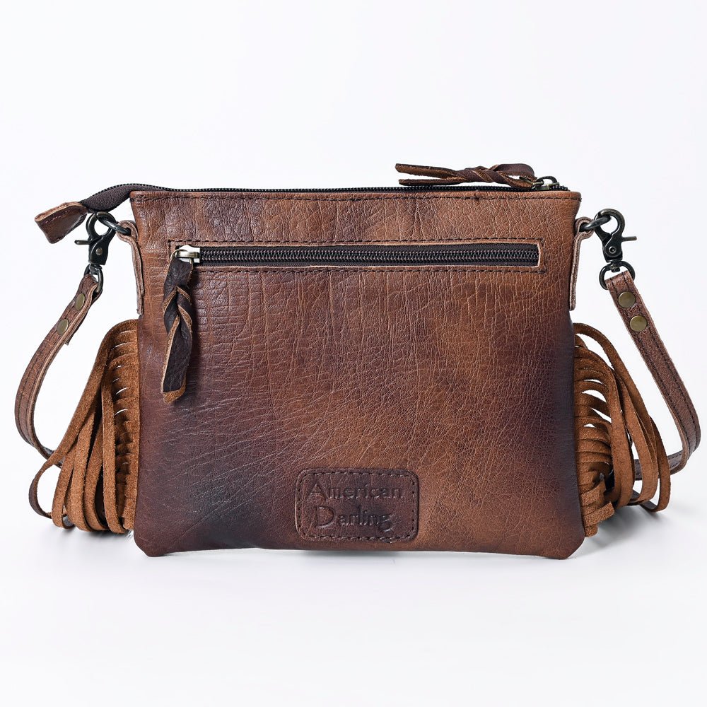 American Darling Western Small Crossbody Bag – Genuine Hair-On Cowhide Leather with Fringes, Adjustable Strap, Handcrafted in Texas