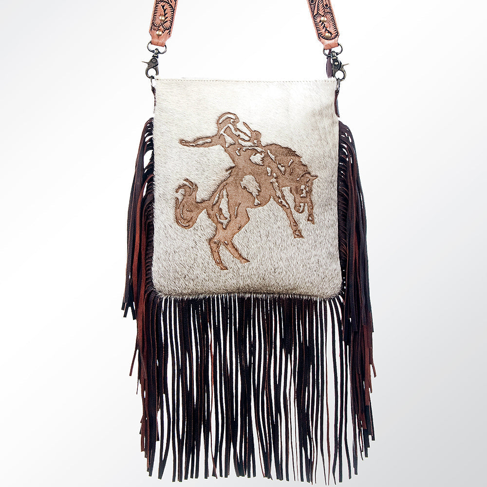 American Darling Messenger Hand Tooled Hair On Genuine Leather Western Women Bag Handbag Purse | Cute