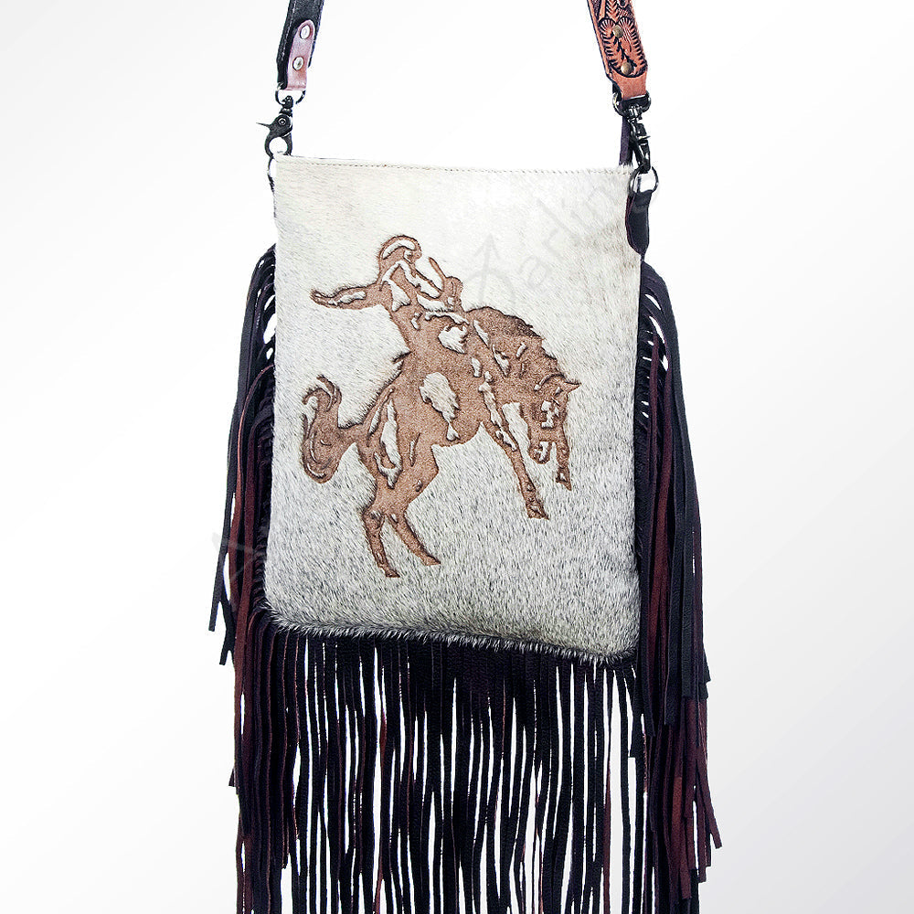 American Darling Messenger Hand Tooled Hair On Genuine Leather Western Women Bag Handbag Purse | Cute