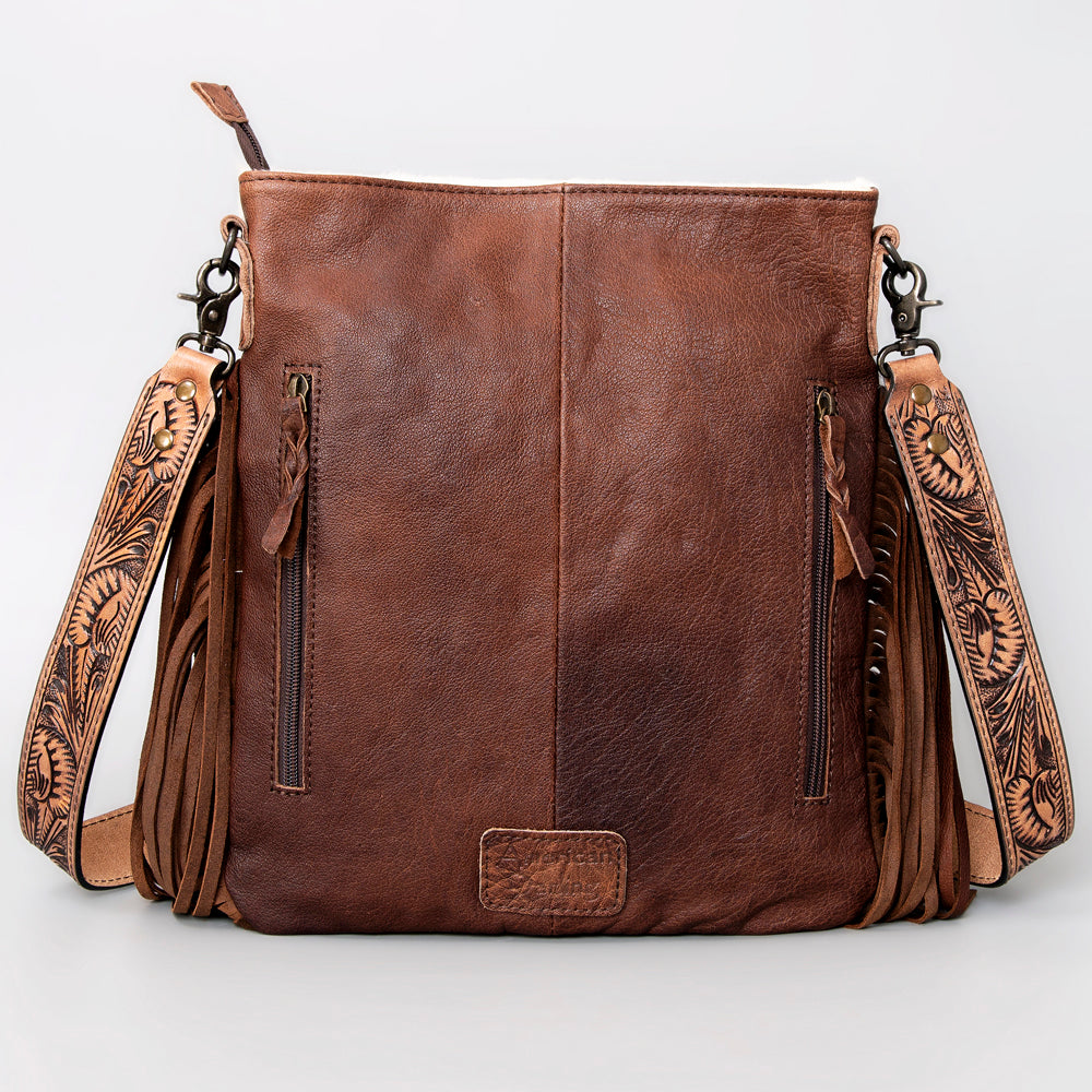American Darling Messenger Hand Tooled Hair On Genuine Leather Western Women Bag Handbag Purse | Cute