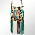 American Darling Cross body Bag Hand Tooled Floral Carved Cowhide Genuine Leather Western Purse with Fringes & YKK Zipper