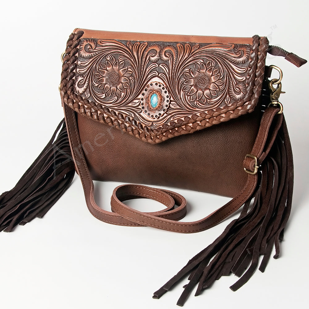 American Darling Hand-Tooled Genuine Leather Envelope Bag