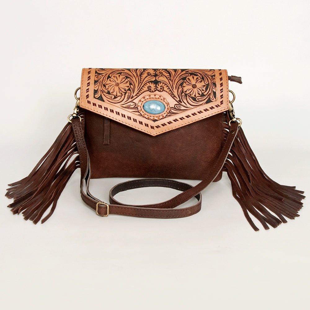 American Darling Hand-Tooled Hair-On Genuine Leather Envelope Bag