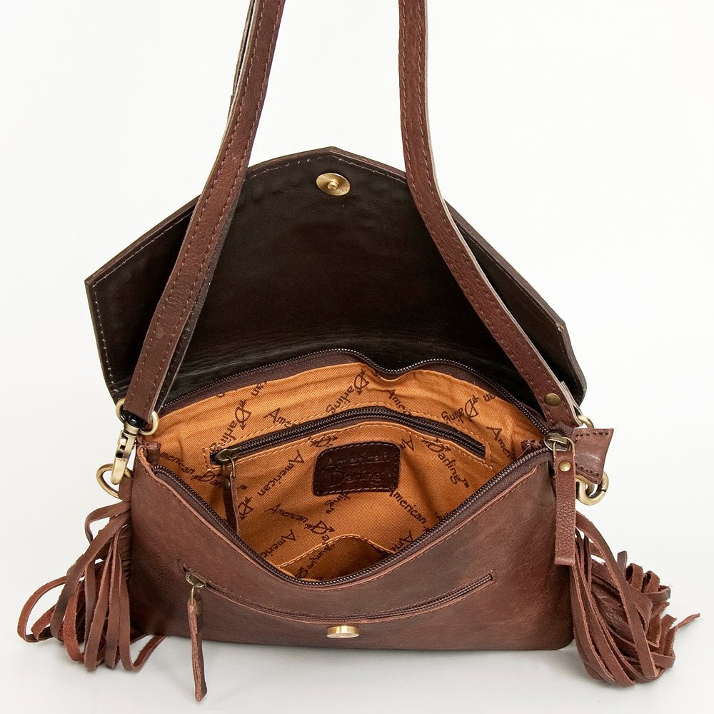 American Darling Hand-Tooled Hair-On Genuine Leather Envelope Bag