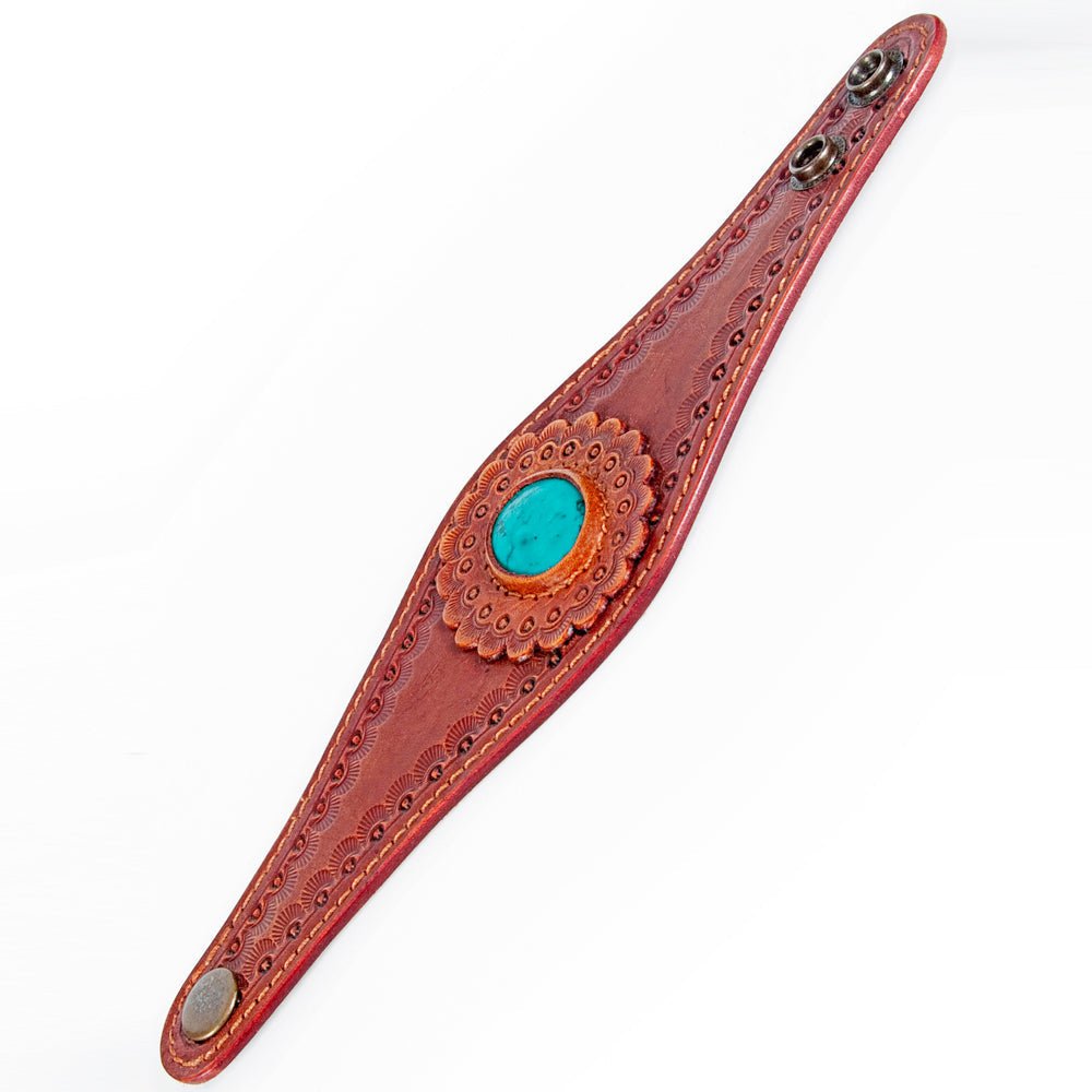 American Darling Bracelet Hand Tooled Carved Genuine Leather Women | Handmade Western Rustic