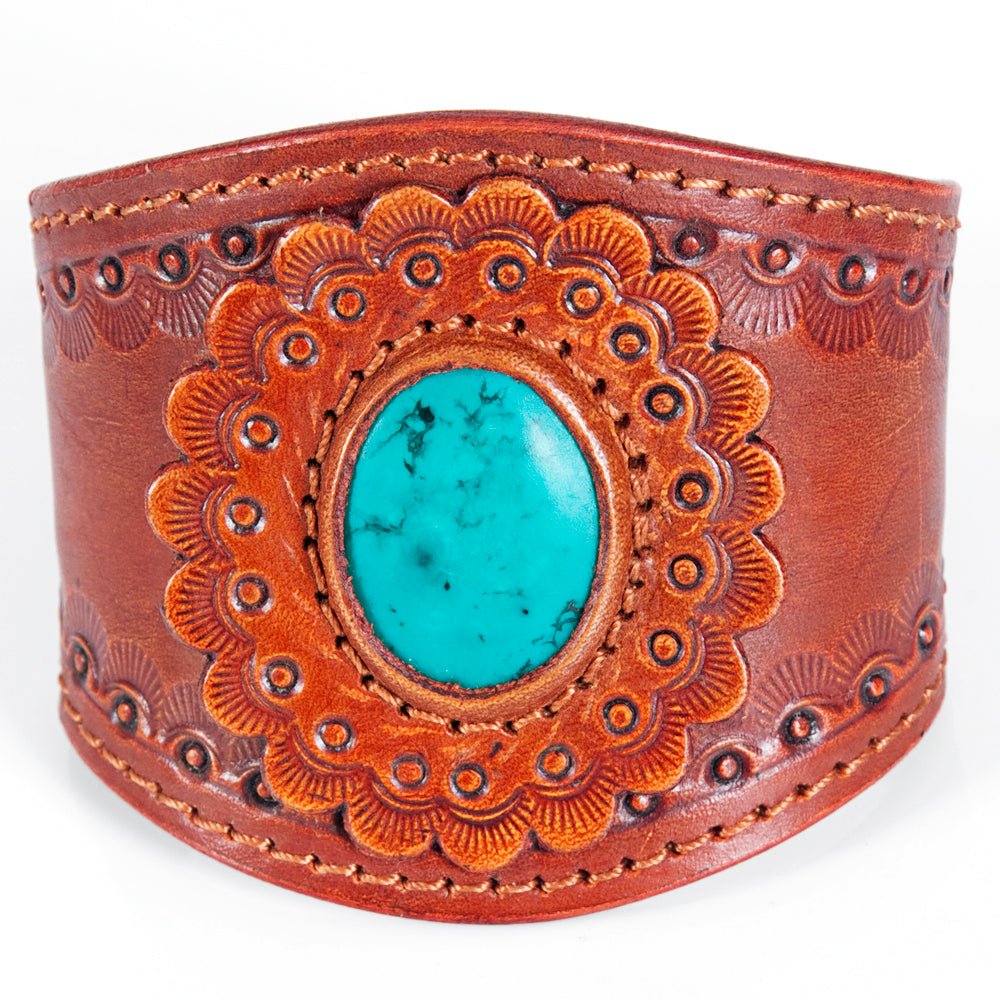 American Darling Bracelet Hand Tooled Carved Genuine Leather Women | Handmade Western Rustic