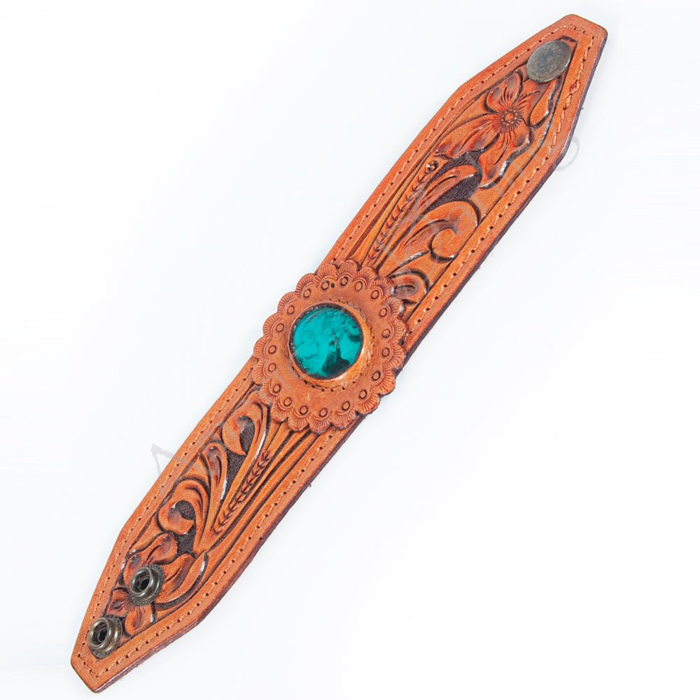 American Darling Bracelet Hand Tooled Carved Genuine Leather Women | Handmade Western Rustic