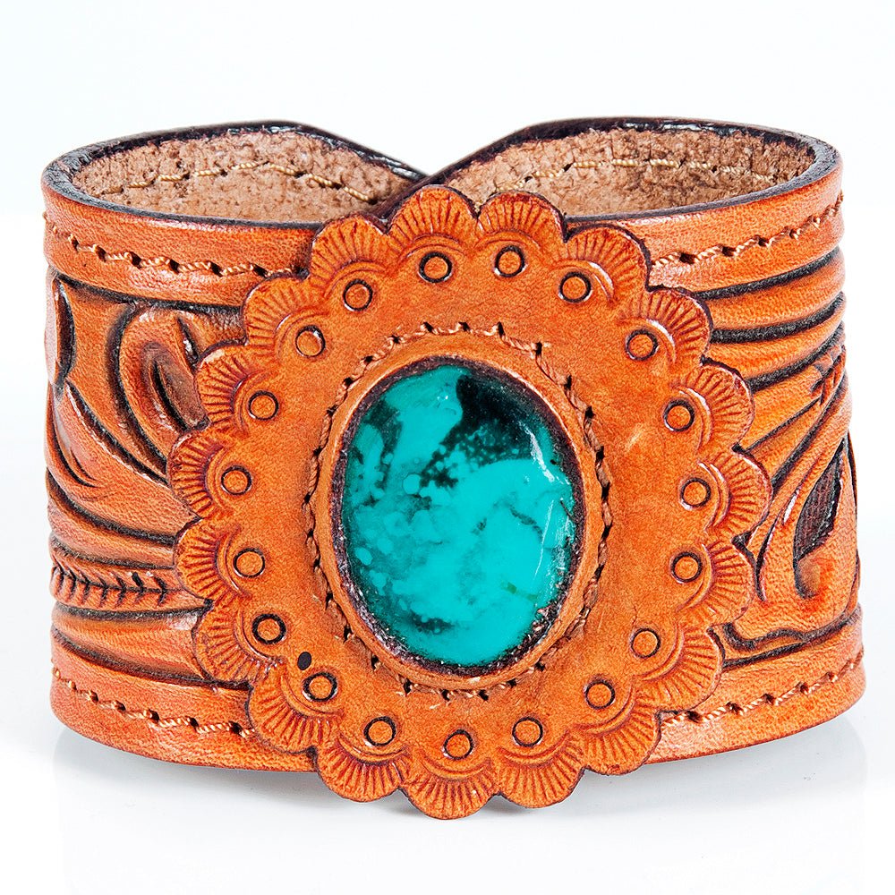 American Darling Bracelet Hand Tooled Carved Genuine Leather Women | Handmade Western Rustic