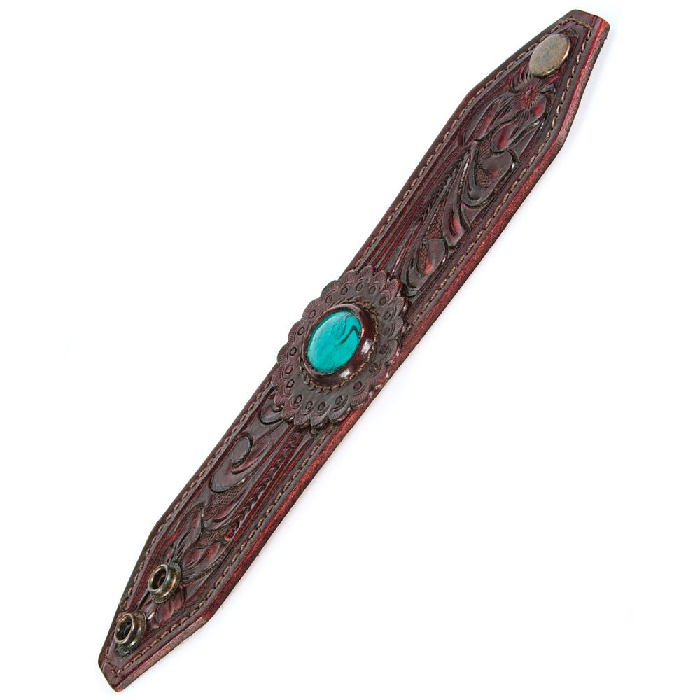 American Darling Bracelet Hand Tooled Carved Genuine Leather Women | Handmade Western Rustic