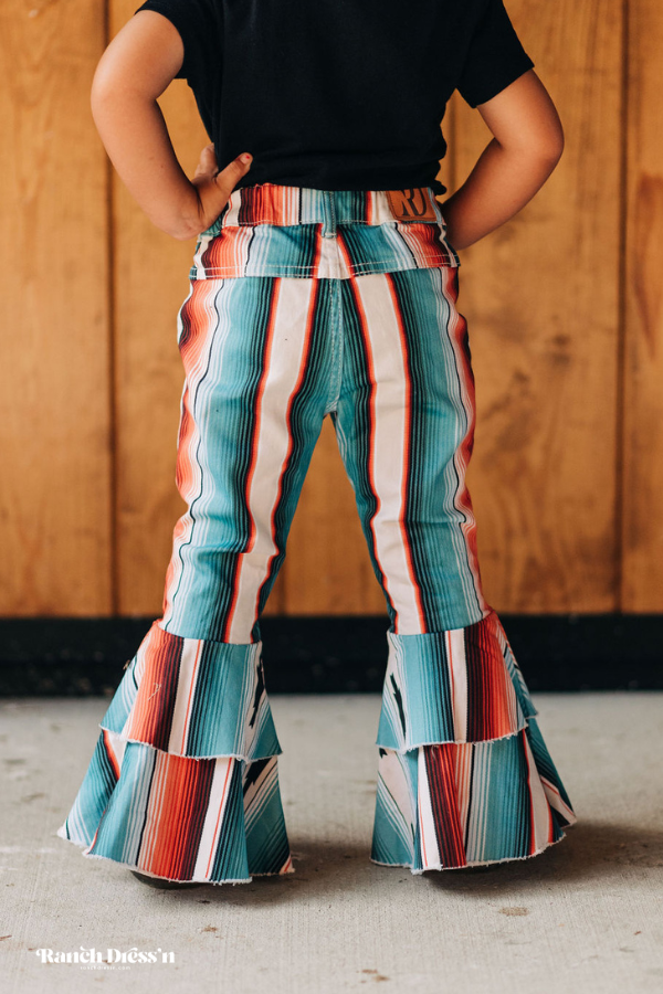 Teal Serape Ruffle Bells — view 2