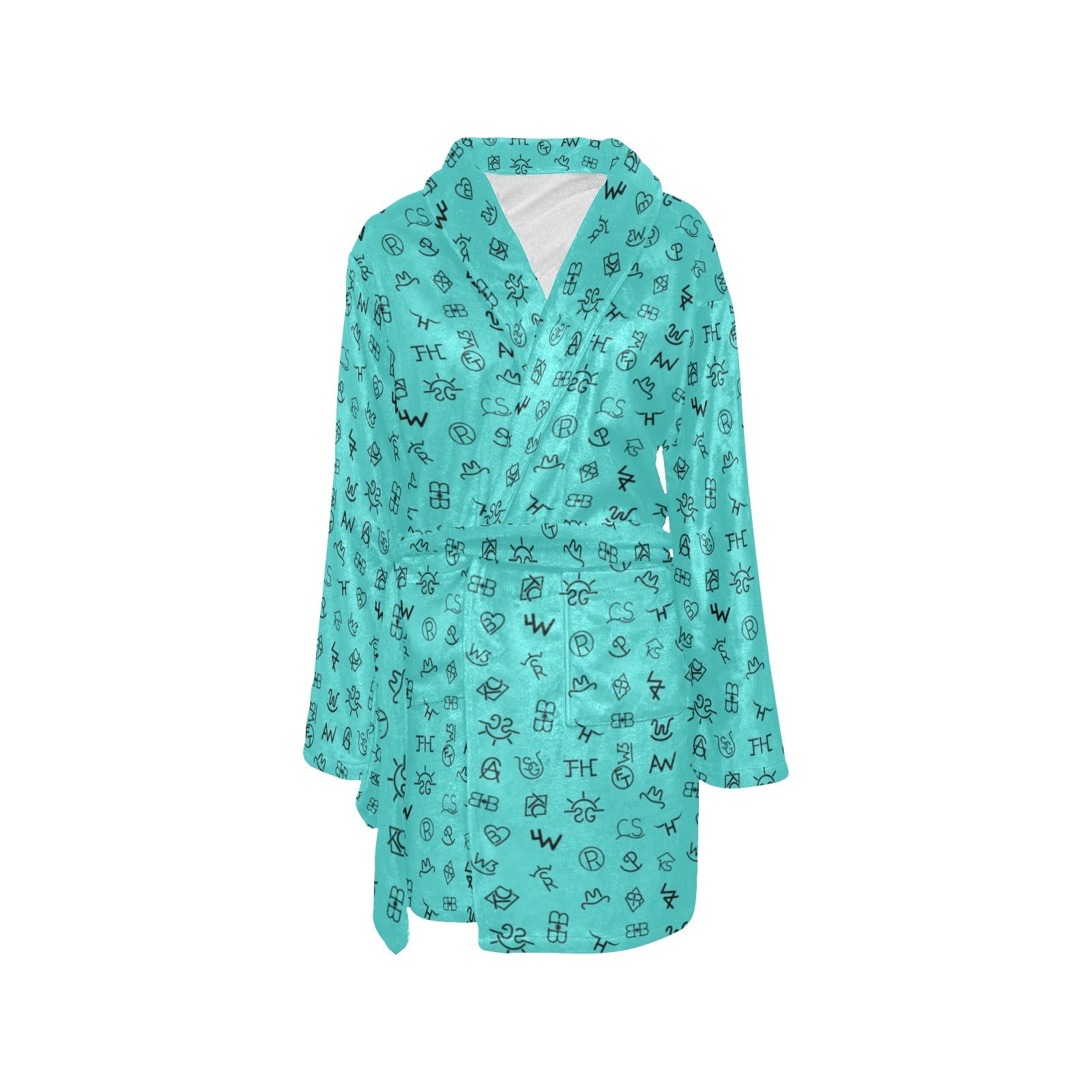 Baha Ranch Turquoise Cattle Brands Women's Western Bath Robe by Baha Ranch Western Wear - product image 3