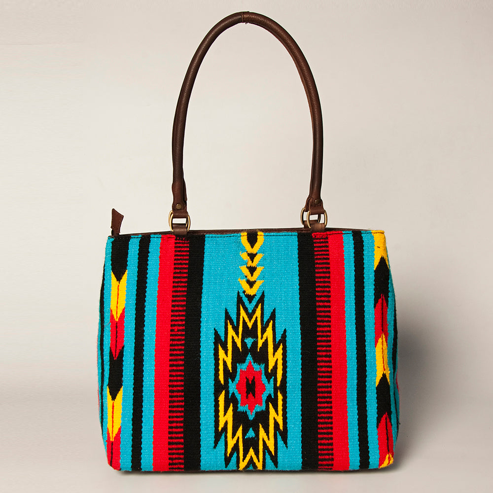 American Darling Tote Hand Tooled Saddle Blanket Genuine Leather