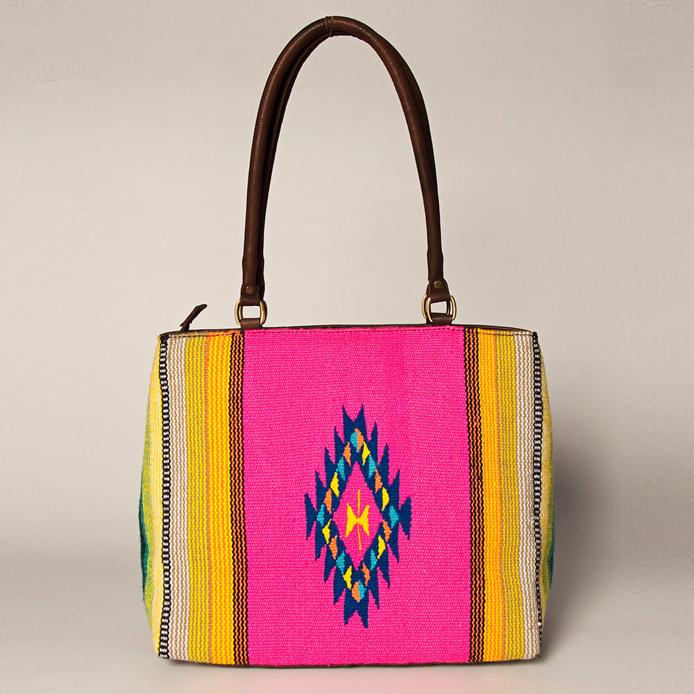 American Darling Tote Hand Tooled Saddle Blanket Genuine Leather