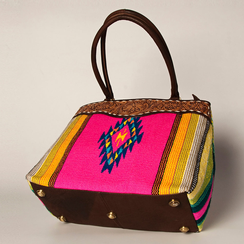 American Darling Tote Hand Tooled Saddle Blanket Genuine Leather