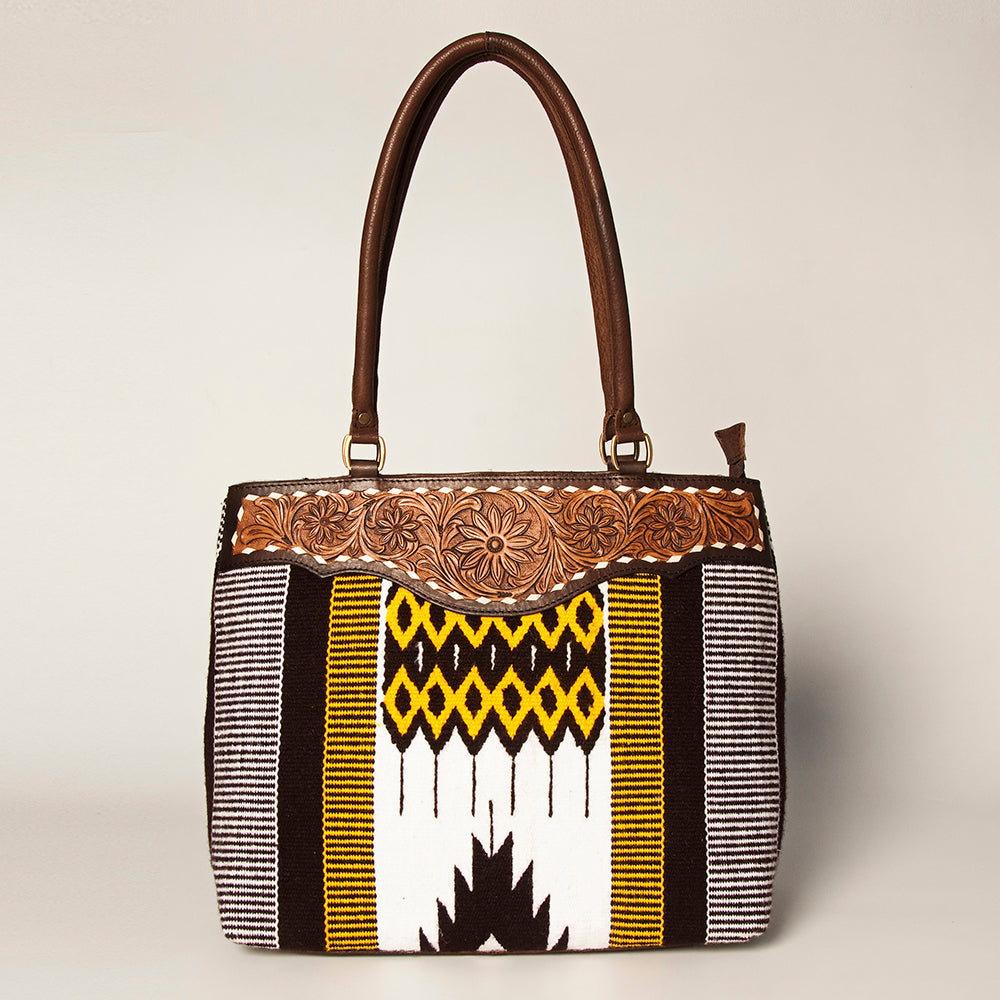 American Darling Tote Hand Tooled Saddle Blanket Genuine Leather
