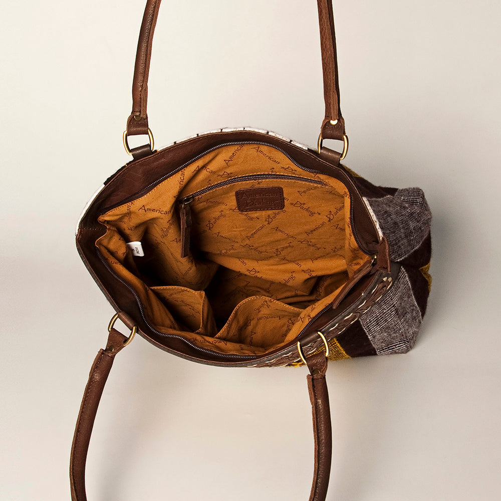 American Darling Tote Hand Tooled Saddle Blanket Genuine Leather