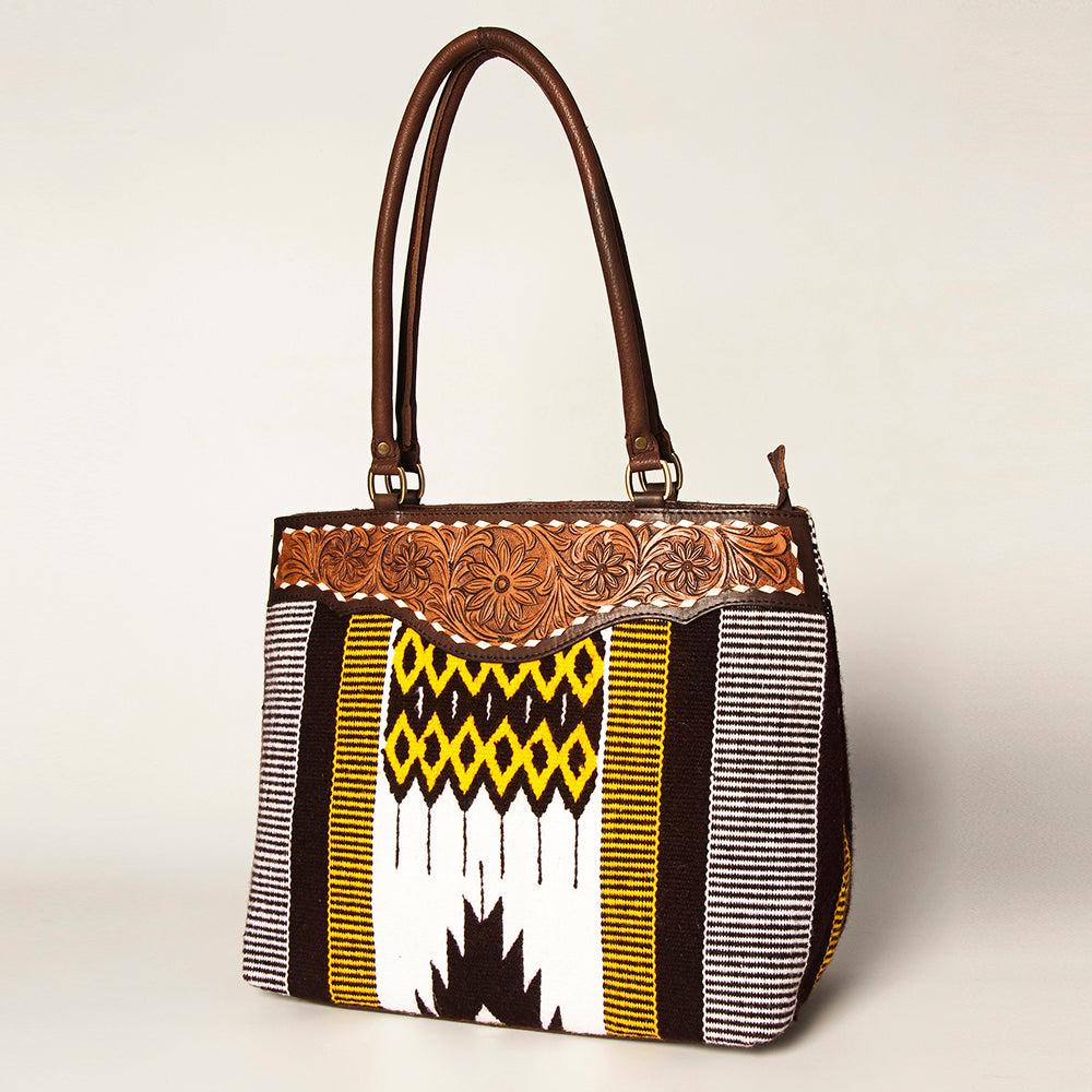 American Darling Tote Hand Tooled Saddle Blanket Genuine Leather