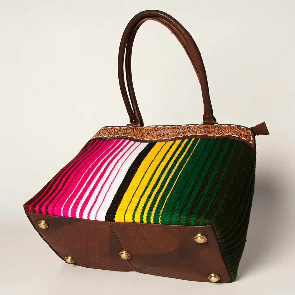 American Darling Tote Hand Tooled Saddle Blanket Genuine Leather