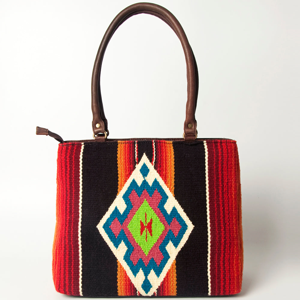 American Darling Tote Hand Tooled Saddle Blanket Genuine Leather