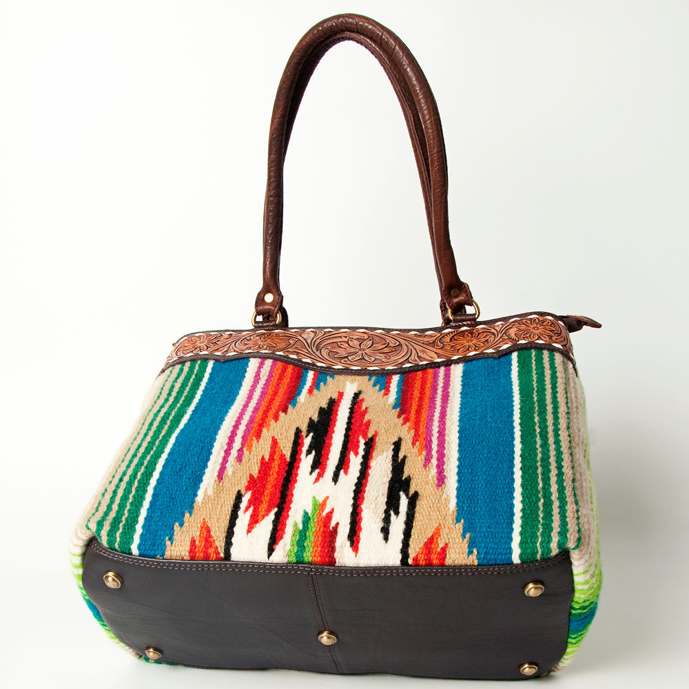 American Darling Tote Hand Tooled Saddle Blanket Genuine Leather