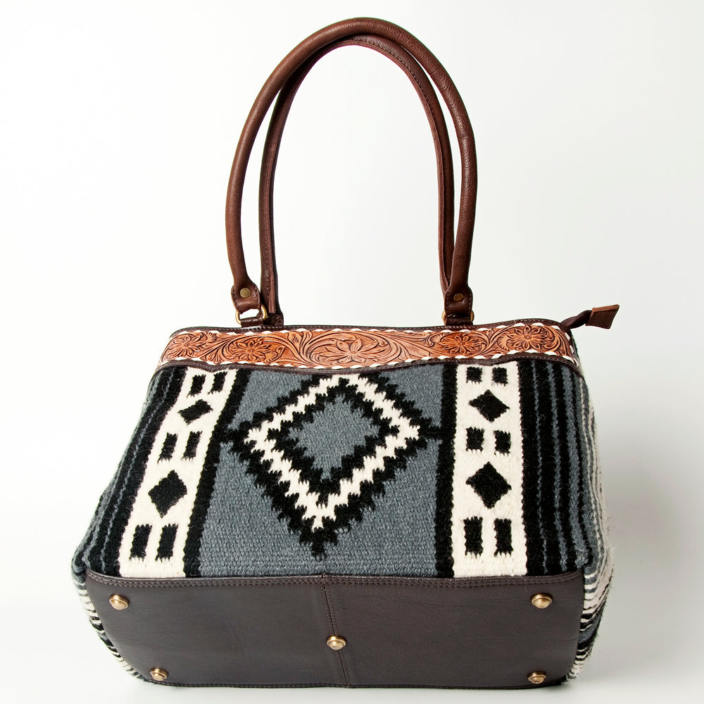 American Darling Tote Hand Tooled Saddle Blanket Genuine Leather