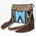 American Darling Signature Crossbody Hand Tooled Upcycled Wool Genuine Leather