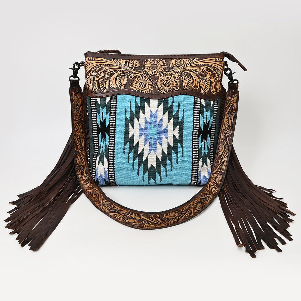 American Darling Signature Crossbody Hand Tooled Upcycled Wool Genuine Leather Women Bag Western Handbag Purse | for Cute
